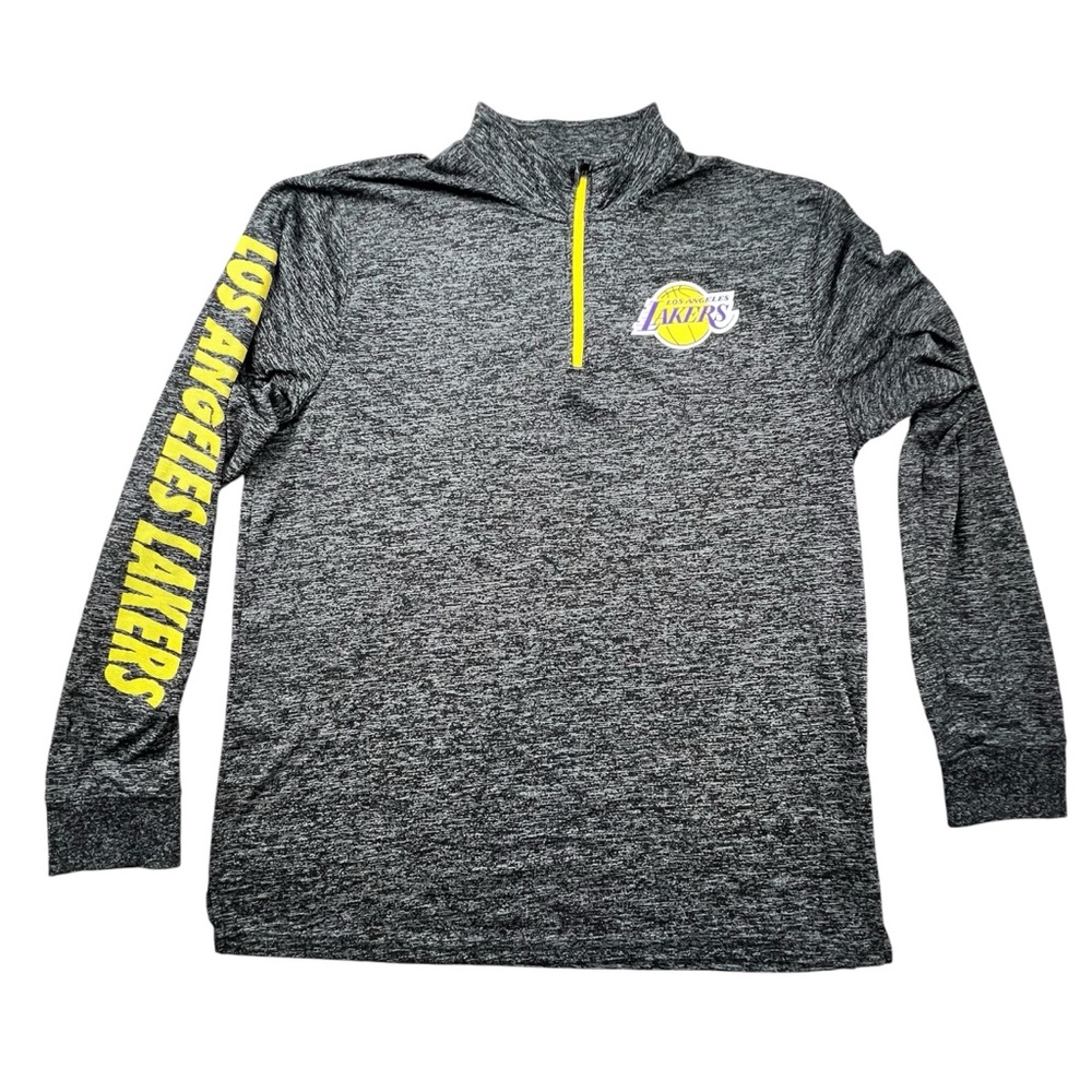 NBA L.A Lakers 1/4 Zip Long Sleeve Pull Over Men’s XL Gray Logo On The Sleeve